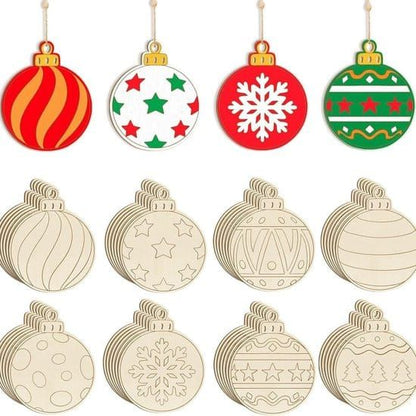 White Smoke DIY Wooden Christmas Ornaments, Baubles, 40pcs Christmas