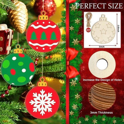 White Smoke DIY Wooden Christmas Ornaments, Baubles, 40pcs Christmas