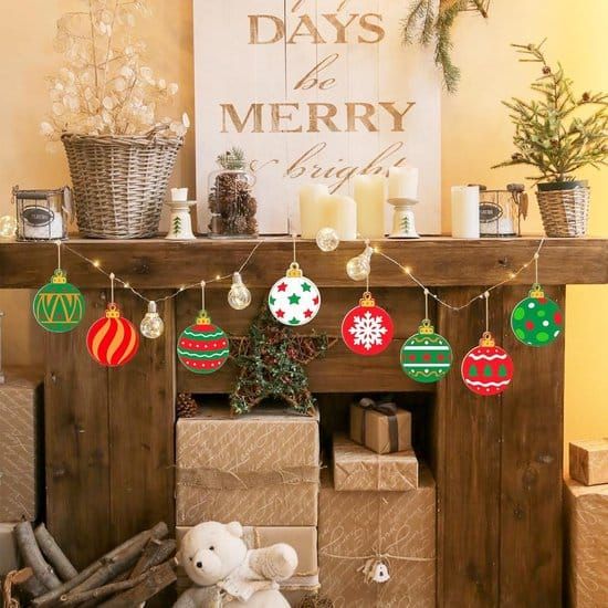 Saddle Brown DIY Wooden Christmas Ornaments, Baubles, 40pcs Christmas