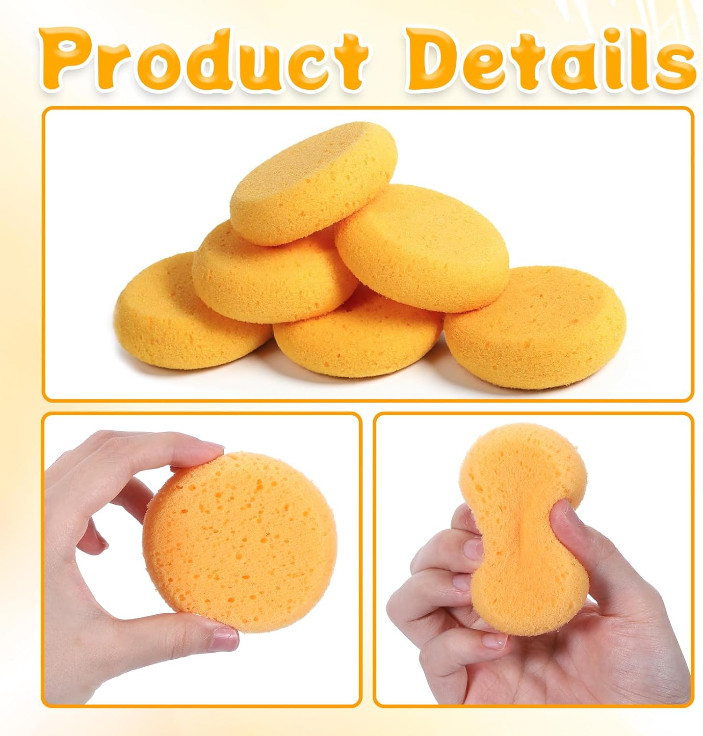 White Smoke Paint Sponge, 12 Pcs Orange Round Painting Sponges 3 Inch Artist Pottery Sponge Applicator Watercolor Sponges for Face Painting Pottery Art Crafts Ceramics Painting Accessories