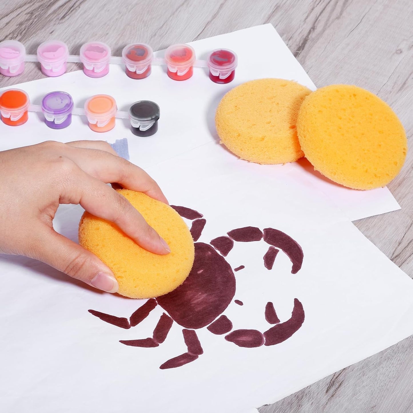 Lavender Paint Sponge, 12 Pcs Orange Round Painting Sponges 3 Inch Artist Pottery Sponge Applicator Watercolor Sponges for Face Painting Pottery Art Crafts Ceramics Painting Accessories