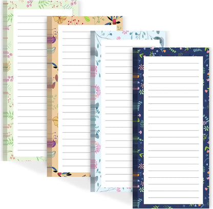 Magnetic Notepads for Refrigerator - Flower Design, 50 Sheets Per Pad, 4 Pack Memo Pads for Grocery Lists and To-Dos