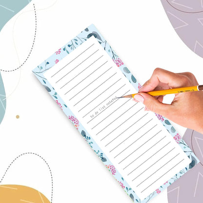 Magnetic Notepads for Refrigerator - Flower Design, 50 Sheets Per Pad, 4 Pack Memo Pads for Grocery Lists and To-Dos
