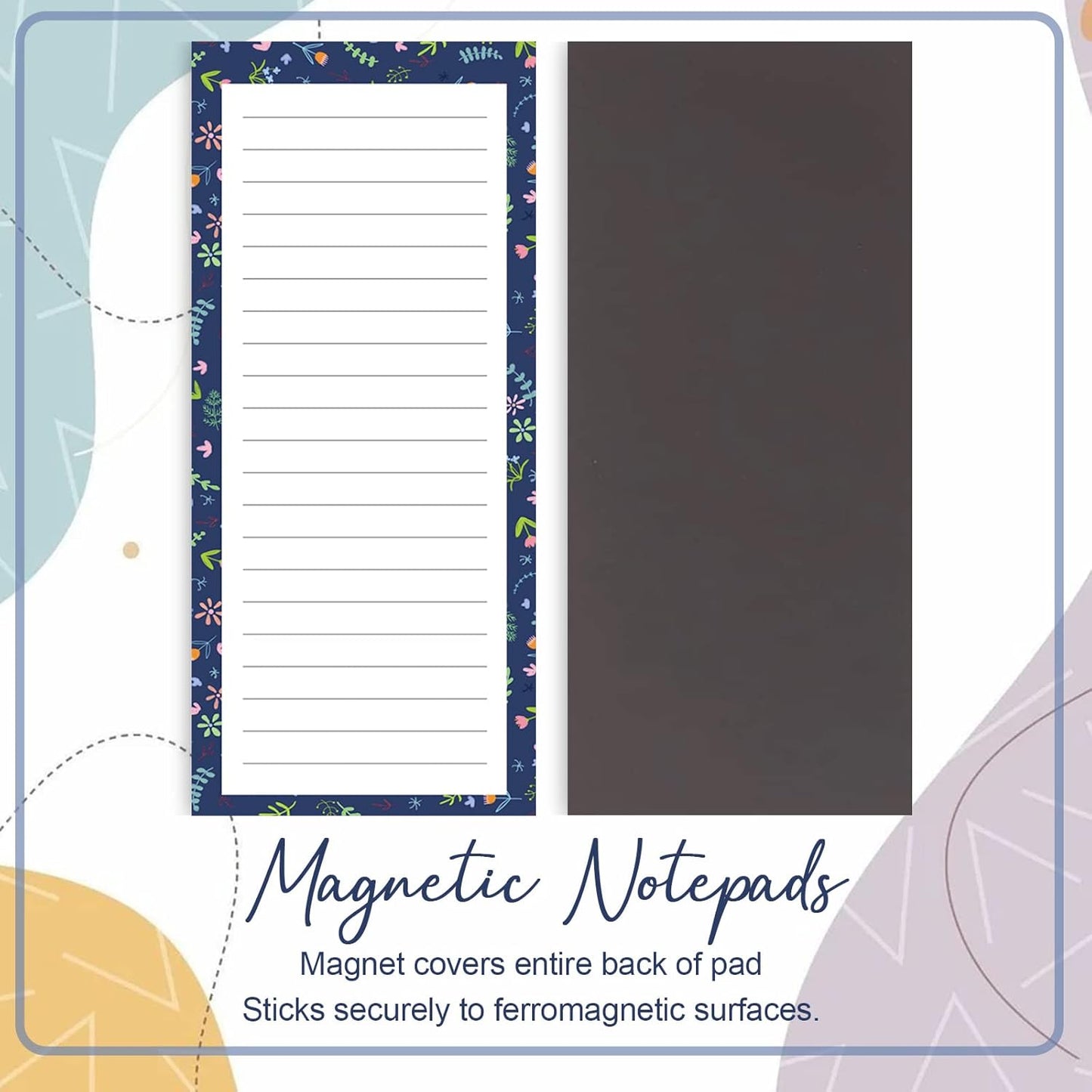 Magnetic Notepads for Refrigerator - Flower Design, 50 Sheets Per Pad, 4 Pack Memo Pads for Grocery Lists and To-Dos