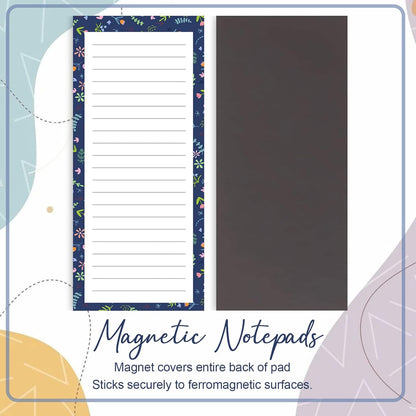 Magnetic Notepads for Refrigerator - Flower Design, 50 Sheets Per Pad, 4 Pack Memo Pads for Grocery Lists and To-Dos