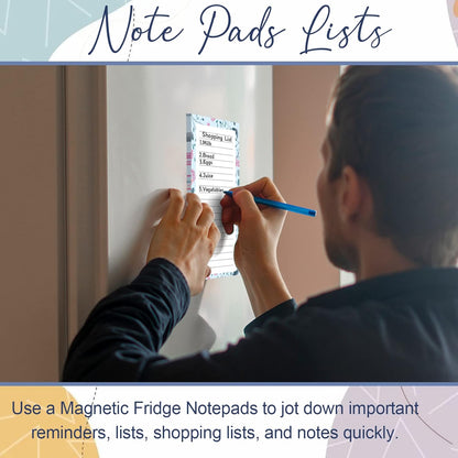 Magnetic Notepads for Refrigerator - Flower Design, 50 Sheets Per Pad, 4 Pack Memo Pads for Grocery Lists and To-Dos