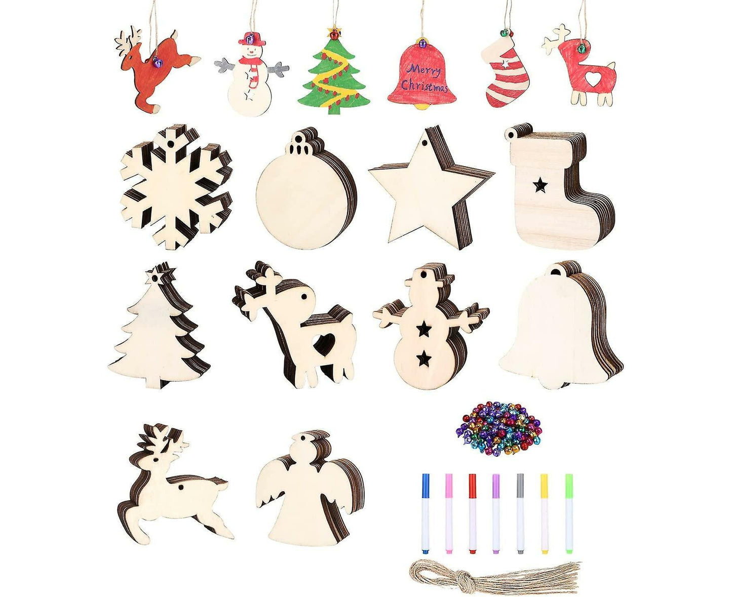 White Smoke Wooden Christmas Decoration, Assorted styles, 100pcs Christmas