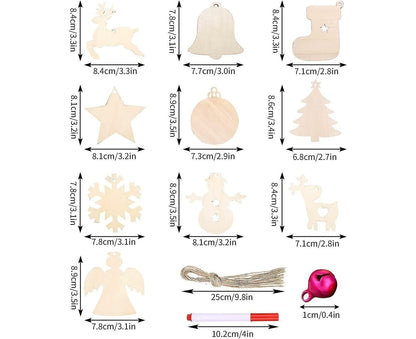 White Smoke Wooden Christmas Decoration, Assorted styles, 100pcs Christmas