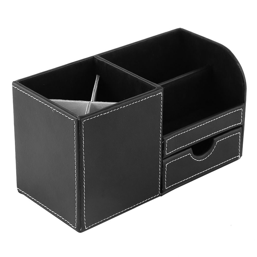 White Smoke 1Pc Wooden Leather Multifunction Desk Stationery Organizer Storage Box Pen Pencil Holder Case Craft Storage & Lighting