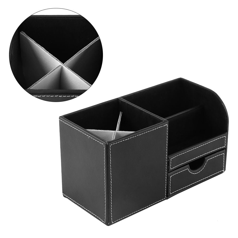 White Smoke 1Pc Wooden Leather Multifunction Desk Stationery Organizer Storage Box Pen Pencil Holder Case Craft Storage & Lighting