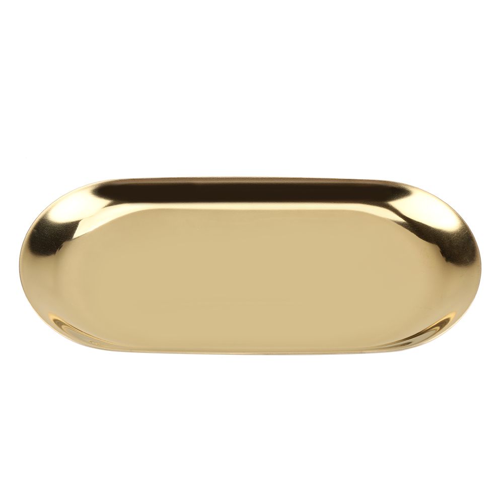 Tan Nordic Style Stainless Storage Tray Cosmetics Jewelry Cake Plate for Office Desks(Golden L) Craft Storage & Lighting