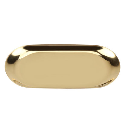 Tan Nordic Style Stainless Storage Tray Cosmetics Jewelry Cake Plate for Office Desks(Golden L) Craft Storage & Lighting