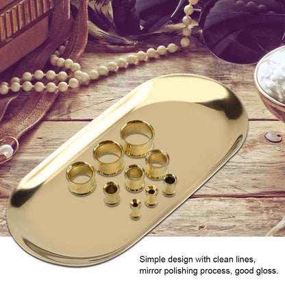 White Smoke Nordic Style Stainless Storage Tray Cosmetics Jewelry Cake Plate for Office Desks(Golden L) Craft Storage & Lighting