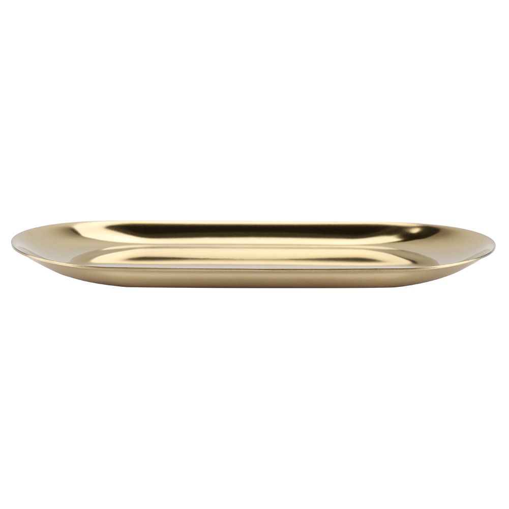Rosy Brown Nordic Style Stainless Storage Tray Cosmetics Jewelry Cake Plate for Office Desks(Golden L) Craft Storage & Lighting