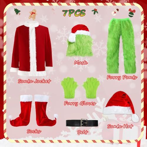Thistle Adult Green Monster Christmas Santa Costume Set for Holiday Parties, Cosplay & Themed Events, M (Green) Occasions > Christmas > Christmas Clothing