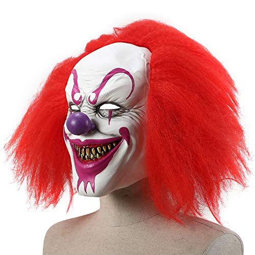 White Smoke Spooky Evil Clown Mask for Halloween, Costume Parties, Cosplay and Festive Events (White) Occasions > Christmas > Christmas Decorations