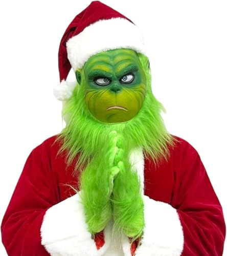 White Smoke Christmas Full Head Overhead Mask Perfect For Holiday Parties, Cosplays, and Festive Events (Green) Occasions > Christmas > Christmas Clothing