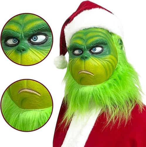White Smoke Christmas Full Head Overhead Mask Perfect For Holiday Parties, Cosplays, and Festive Events (Green) Occasions > Christmas > Christmas Clothing