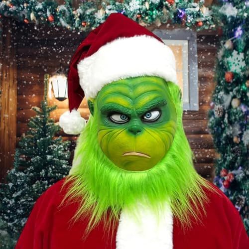 White Smoke Christmas Full Head Overhead Mask Perfect For Holiday Parties, Cosplays, and Festive Events (Green) Occasions > Christmas > Christmas Clothing