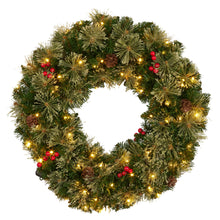 White Smoke Christabelle 61cm Christmas Wreath Bristle Berry with LED Lights Front Door Decoration Ornament Christmas