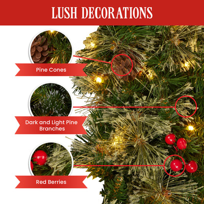 White Smoke Christabelle 61cm Christmas Wreath Bristle Berry with LED Lights Front Door Decoration Ornament Christmas