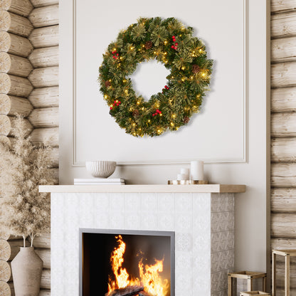 Lavender Christabelle 61cm Christmas Wreath Bristle Berry with LED Lights Front Door Decoration Ornament Christmas