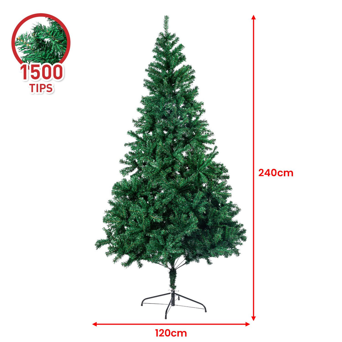 White Smoke Christabelle Green Christmas Tree 2.4m Xmas Decor Decorations - 1500 Tips Christmas