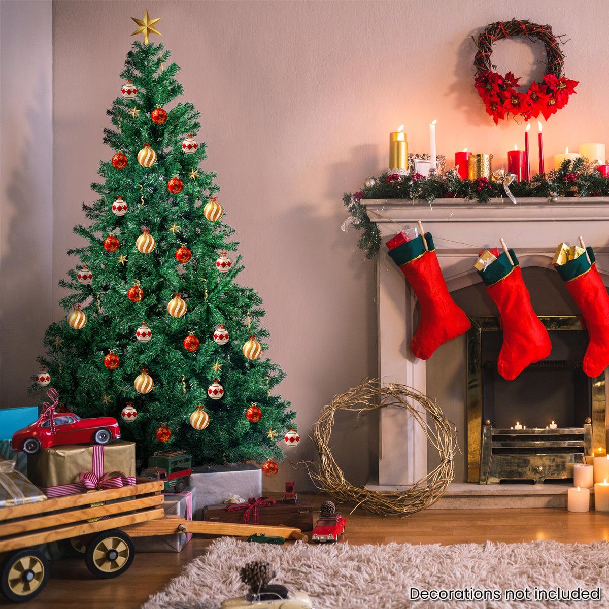 Rosy Brown Christabelle Christmas Tree Decor 1.2m Xmas Decorations - 300 Tips Green Christmas