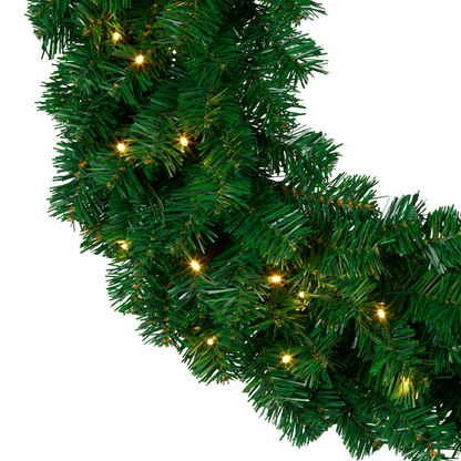 White Smoke Christabelle 61cm Chadwick Christmas Wreath with LED Lights Front Door Decoration Ornament Christmas