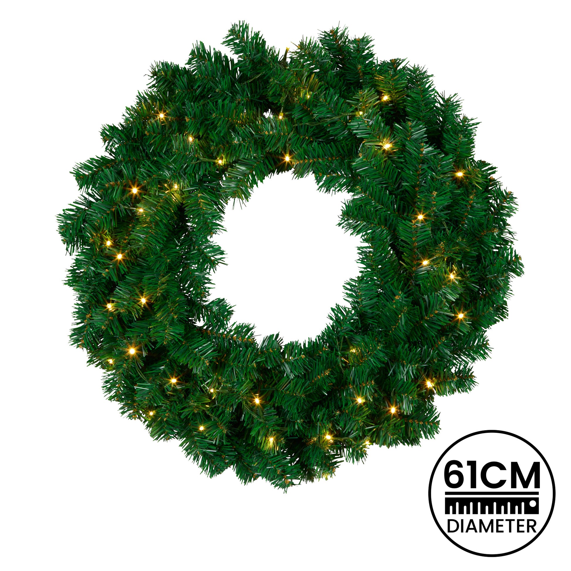 White Smoke Christabelle 61cm Chadwick Christmas Wreath with LED Lights Front Door Decoration Ornament Christmas
