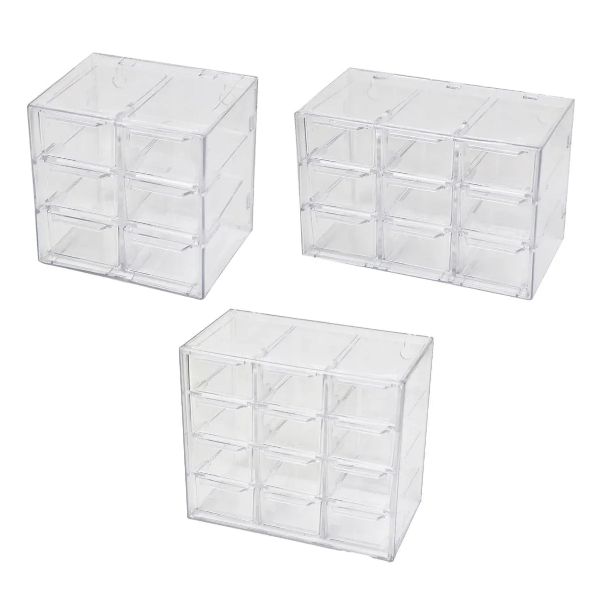 White Smoke Storage Organizer Box Mini Plastic Desktop Drawers Desk Craft Cabinet For Office - 9 Grids Craft Storage & Lighting