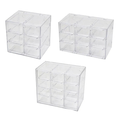 White Smoke Storage Organizer Box Mini Plastic Desktop Drawers Desk Craft Cabinet For Office - 9 Grids Craft Storage & Lighting