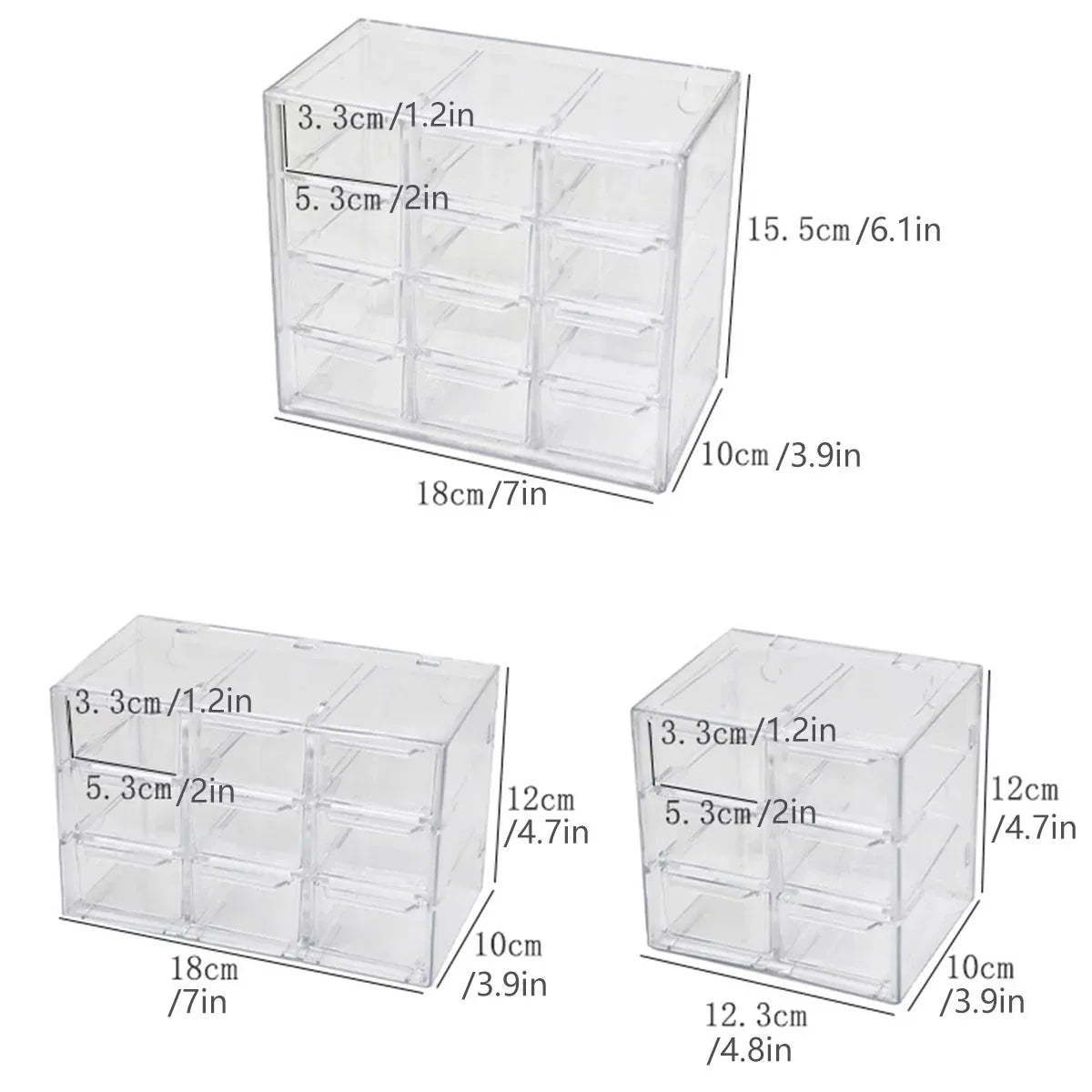 White Smoke Storage Organizer Box Mini Plastic Desktop Drawers Desk Craft Cabinet For Office - 9 Grids Craft Storage & Lighting