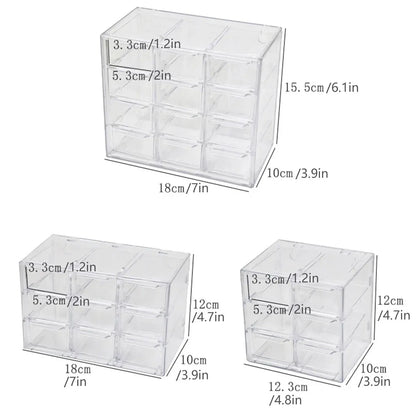 White Smoke Storage Organizer Box Mini Plastic Desktop Drawers Desk Craft Cabinet For Office - 9 Grids Craft Storage & Lighting