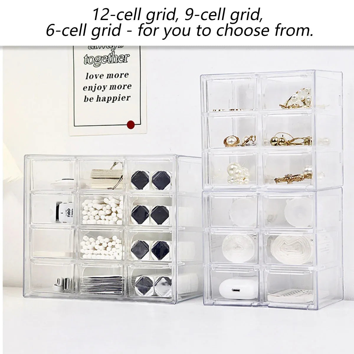 Lavender Storage Organizer Box Mini Plastic Desktop Drawers Desk Craft Cabinet For Office - 9 Grids Craft Storage & Lighting
