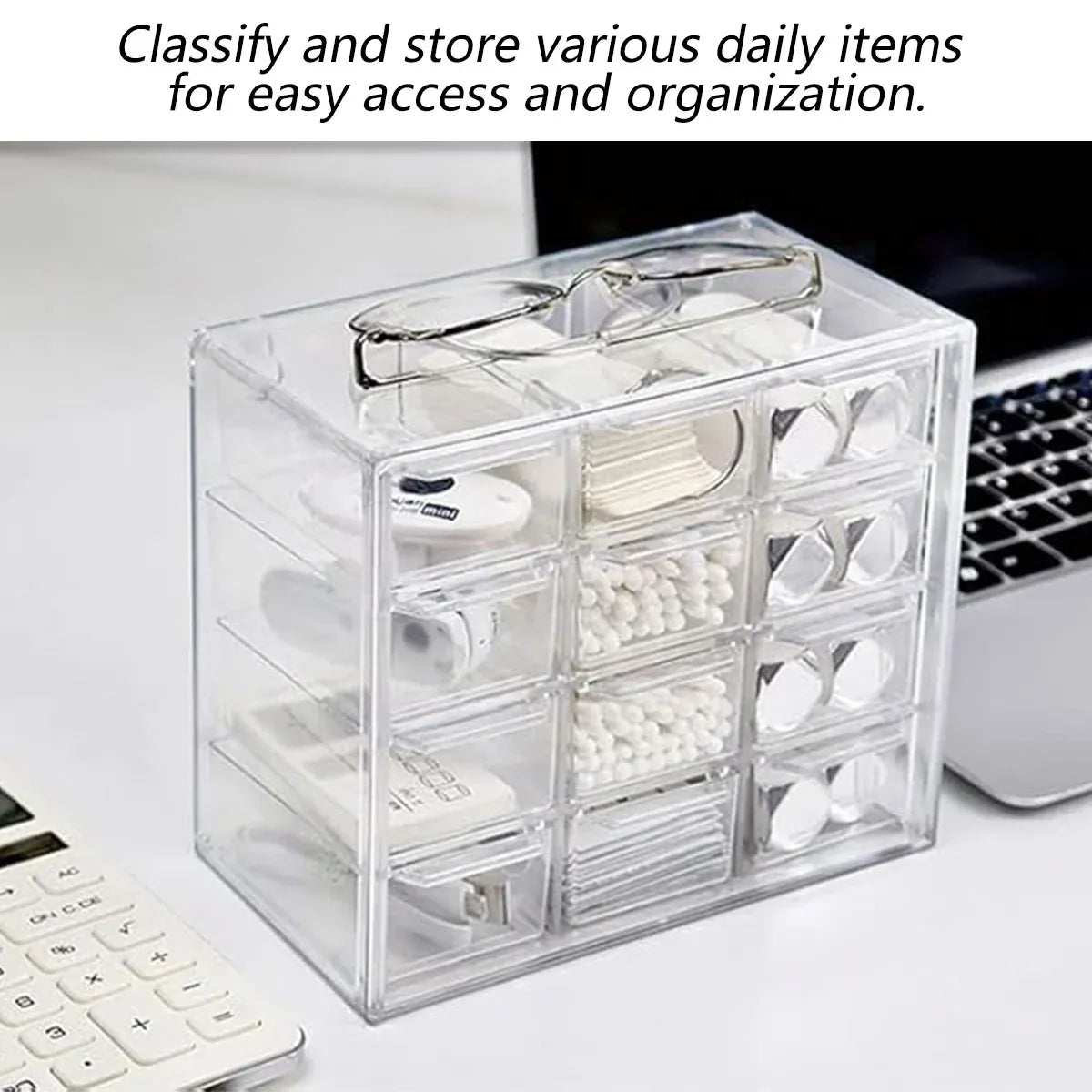 Lavender Storage Organizer Box Mini Plastic Desktop Drawers Desk Craft Cabinet For Office - 9 Grids Craft Storage & Lighting