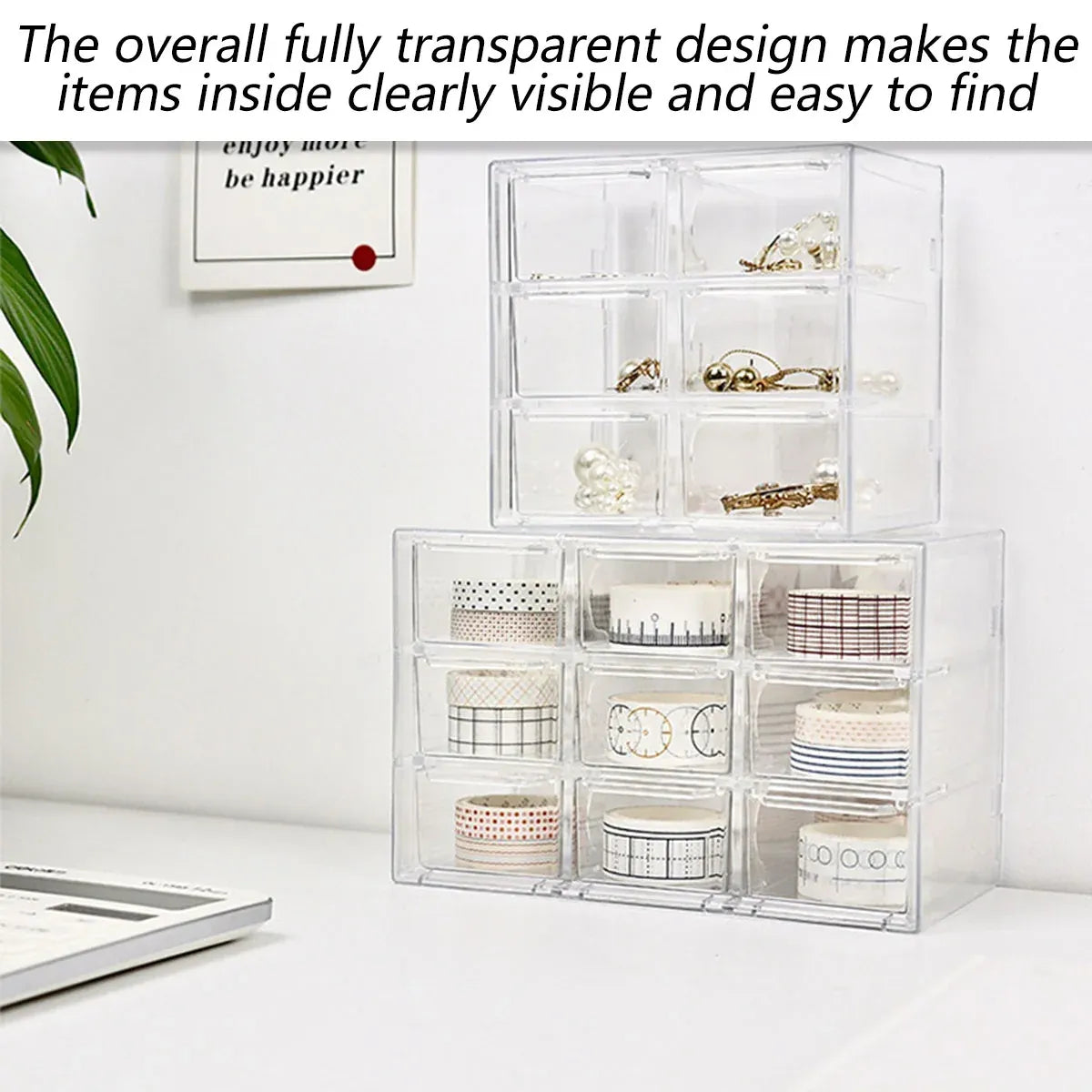 Lavender Storage Organizer Box Mini Plastic Desktop Drawers Desk Craft Cabinet For Office - 9 Grids Craft Storage & Lighting