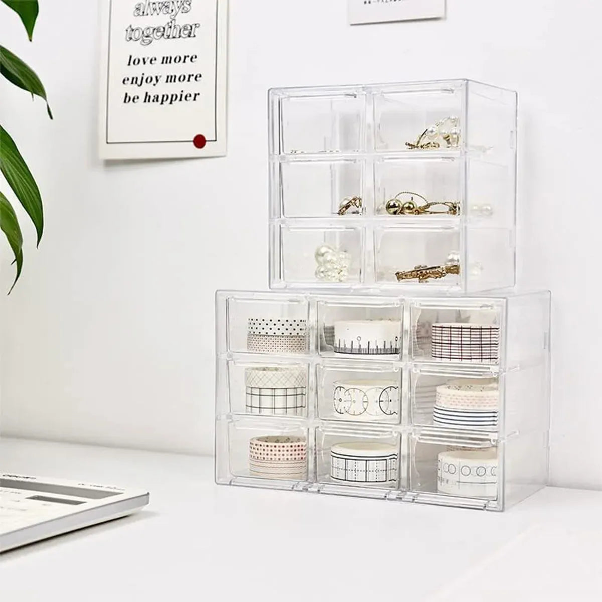 Lavender Storage Organizer Box Mini Plastic Desktop Drawers Desk Craft Cabinet For Office - 9 Grids Craft Storage & Lighting