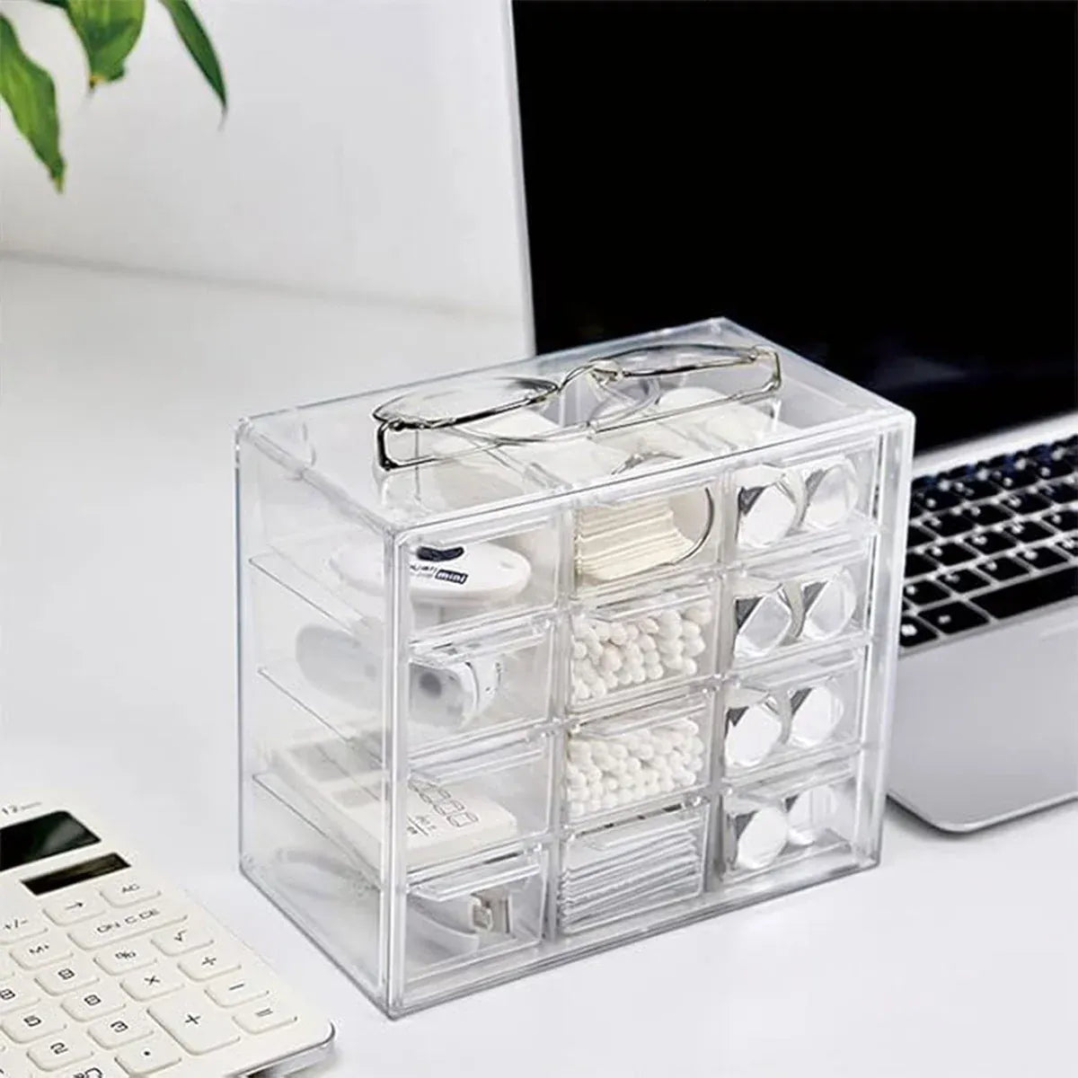 Light Gray Storage Organizer Box Mini Plastic Desktop Drawers Desk Craft Cabinet For Office - 9 Grids Craft Storage & Lighting