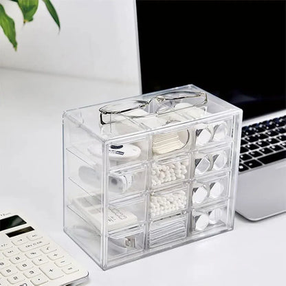 Light Gray Storage Organizer Box Mini Plastic Desktop Drawers Desk Craft Cabinet For Office - 9 Grids Craft Storage & Lighting