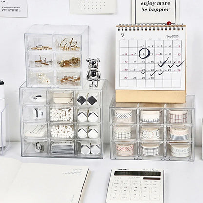 Lavender Storage Organizer Box Mini Plastic Desktop Drawers Desk Craft Cabinet For Office - 9 Grids Craft Storage & Lighting