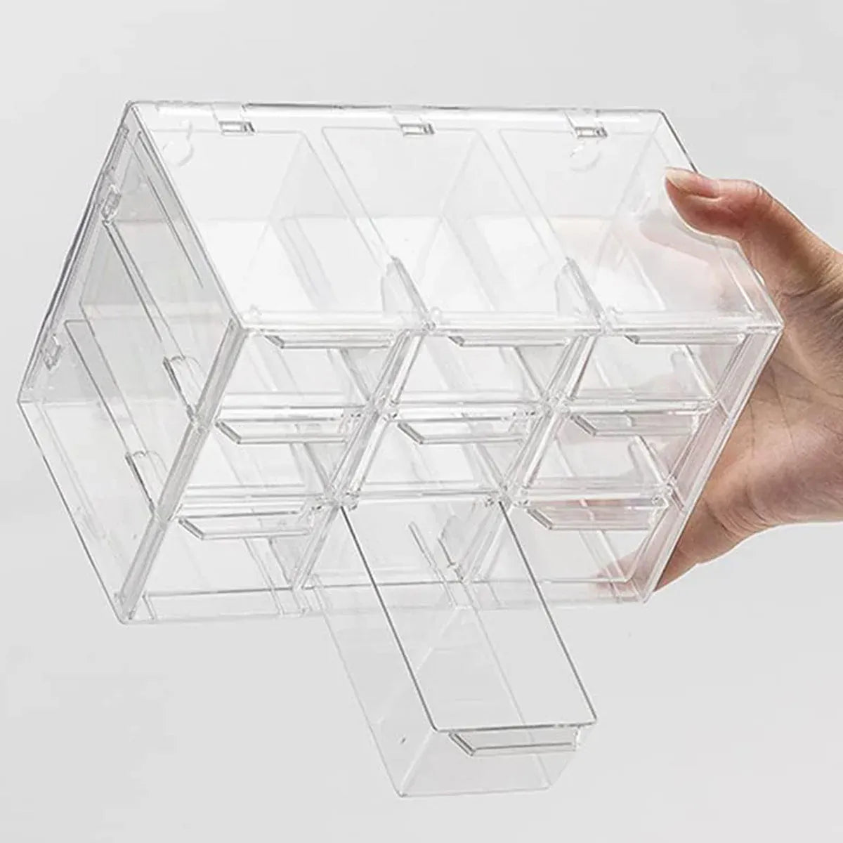 Light Gray Storage Organizer Box Mini Plastic Desktop Drawers Desk Craft Cabinet For Office - 9 Grids Craft Storage & Lighting