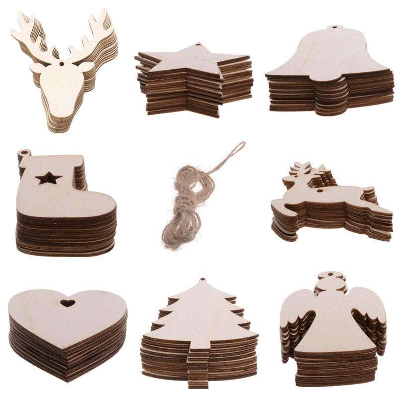 White Smoke Wooden Christmas Hanging Ornament for Tree DIY Craft Decoration 10pcs - Deer with Antlers Christmas