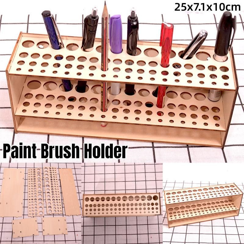 White Smoke Wooden Pen Holder Storage Organizer Shelf for Desk Office Stationery Supplies Craft Storage & Lighting