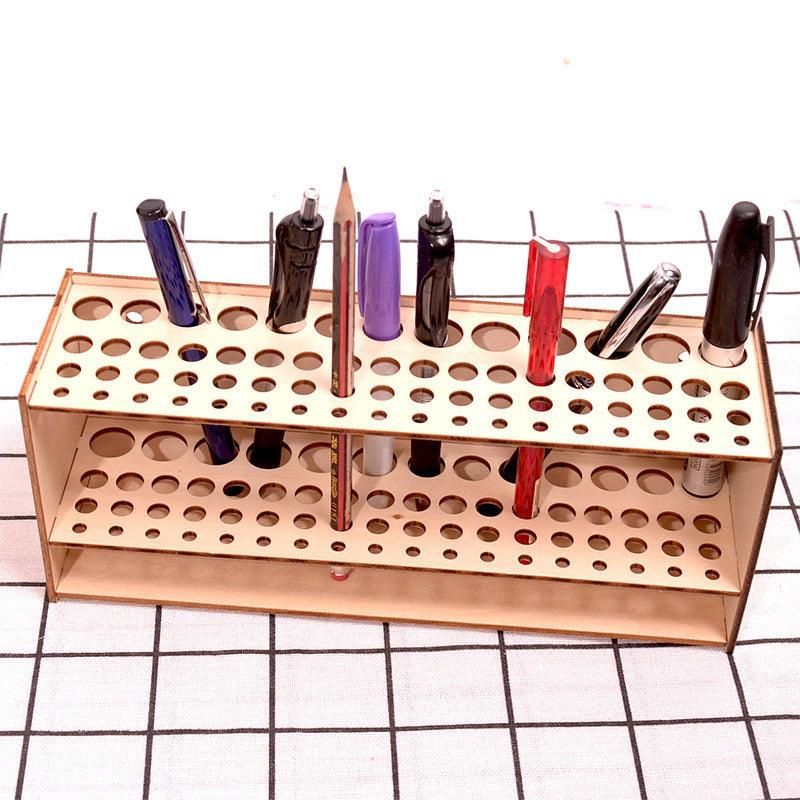 White Smoke Wooden Pen Holder Storage Organizer Shelf for Desk Office Stationery Supplies Craft Storage & Lighting