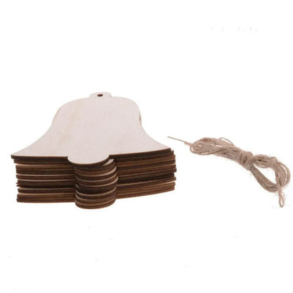 White Smoke Wooden Christmas Hanging Ornament for Tree DIY Craft Decoration 10pcs - Bell Christmas