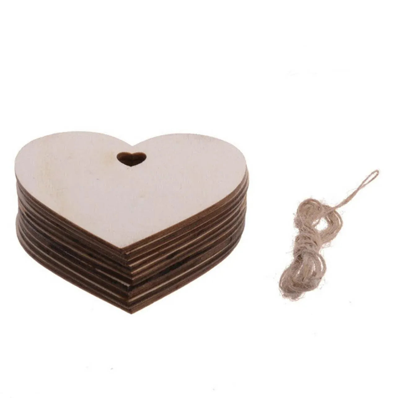 White Smoke Wooden Christmas Hanging Ornament for Tree DIY Craft Decoration 10pcs - Heart Christmas