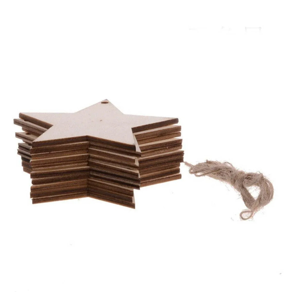 White Smoke Wooden Christmas Hanging Ornament for Tree DIY Craft Decoration 10pcs - Star Christmas