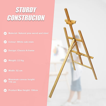 Lavender Pine Wood A-Frame Artist Easel, 150cm Easels