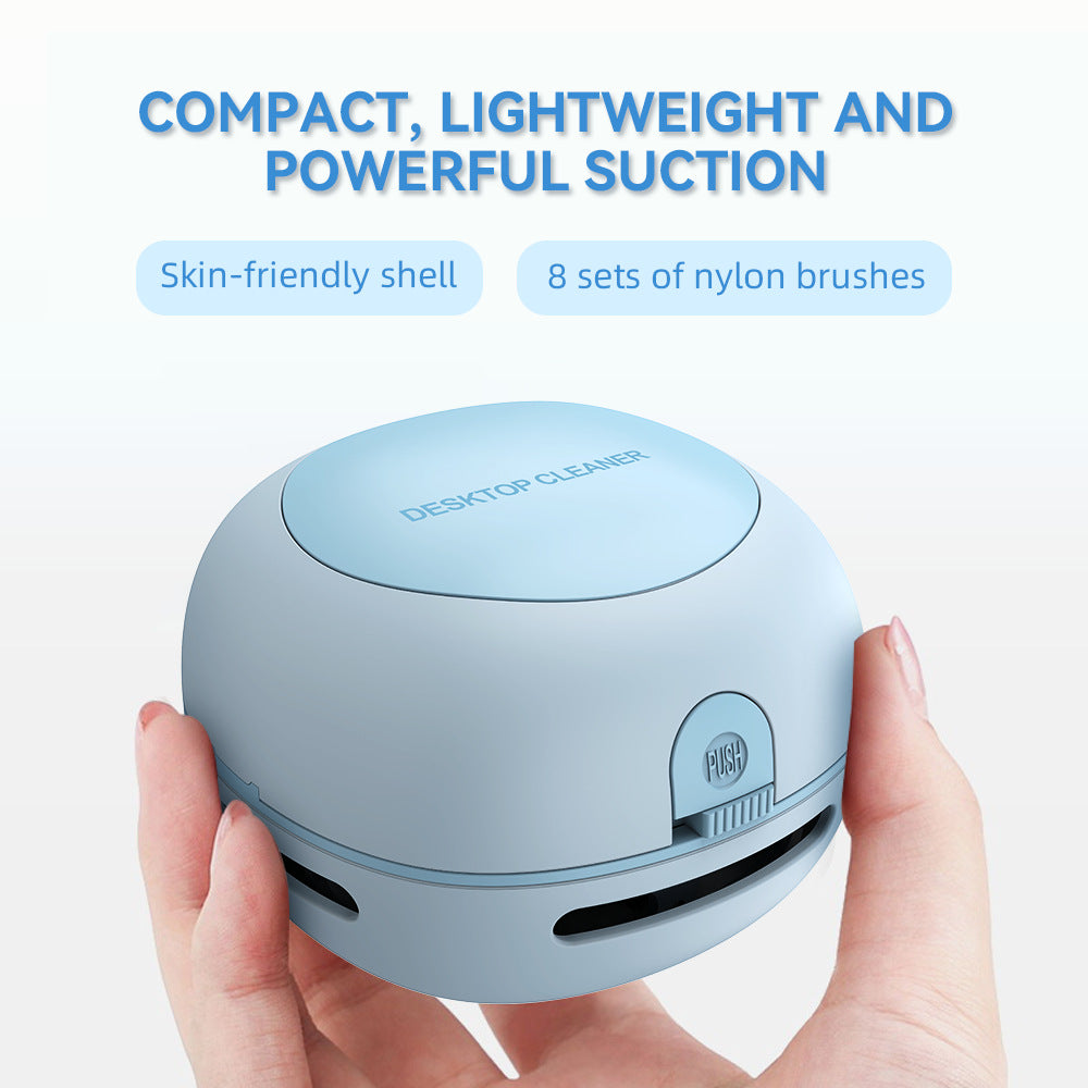 White Smoke Blue Cordless Tabletop Crumb Sweeper - USB Rechargeable Mini Vacuum for Desk